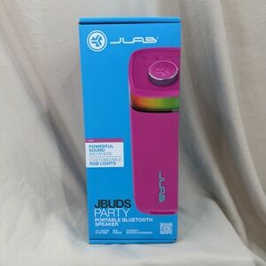 JLab JBuds Party Portable Bluetooth Speaker Pink 30W Power Waterproof RGB Light